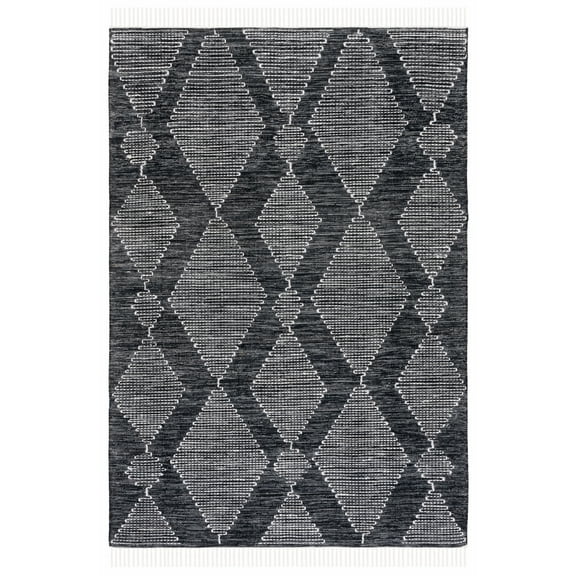 SAFAVIEH Kilim Angel Diamond Polyester Area Rug, Black/Ivory, 4' x 6'