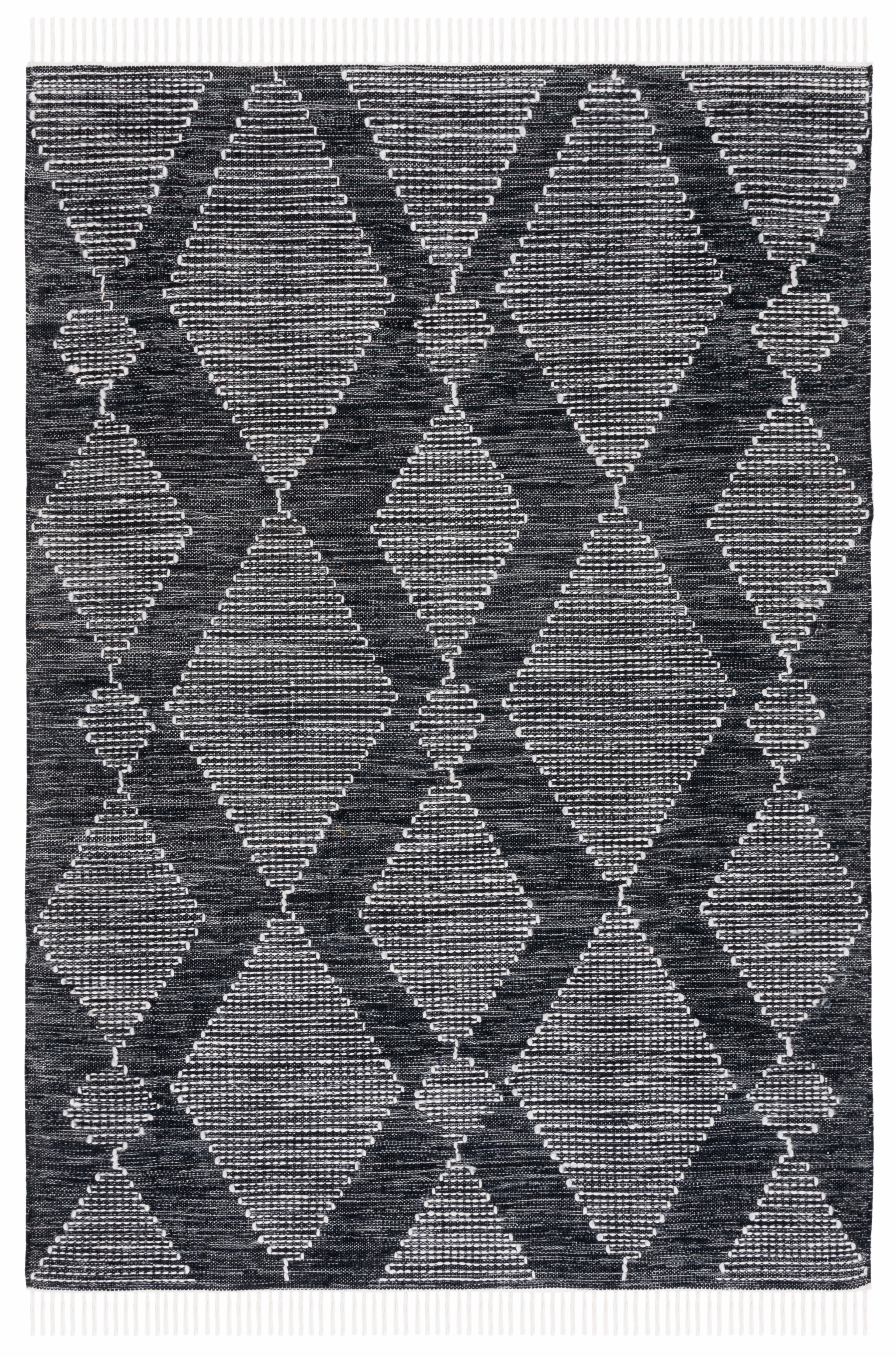 SAFAVIEH Kilim Angel Diamond Polyester Area Rug, Black/Ivory, 8' x 10'
