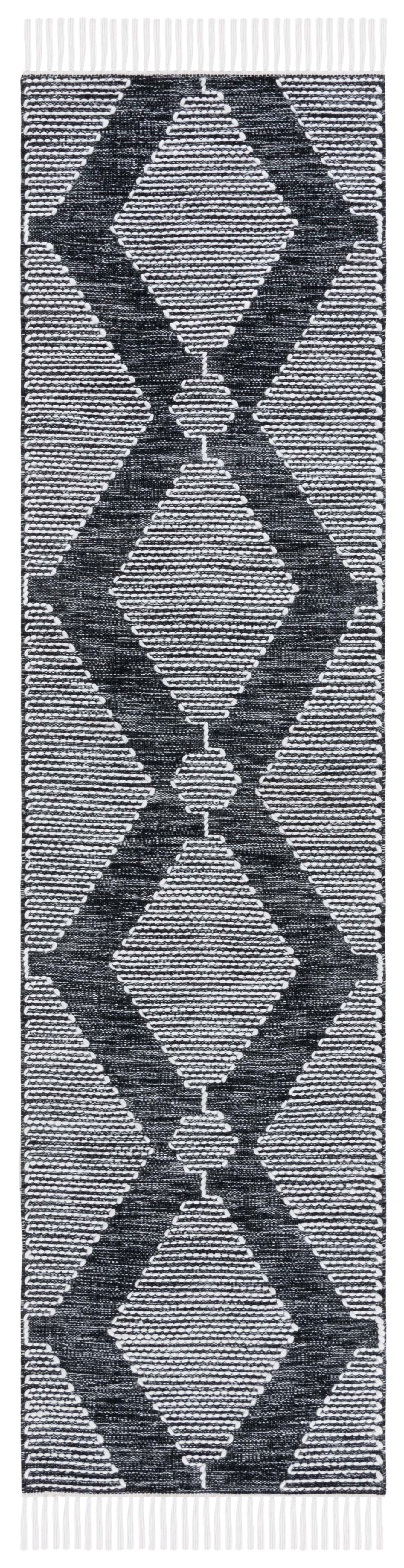 SAFAVIEH Kilim Angel Diamond Polyester Runner Rug, Black/Ivory, 2'3" x 9'