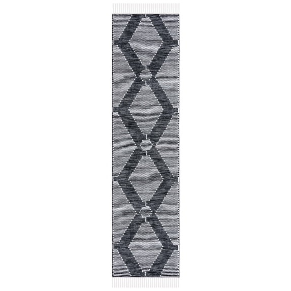 SAFAVIEH Kilim Angel Diamond Polyester Runner Rug, Black/Ivory, 2'3" x 9'