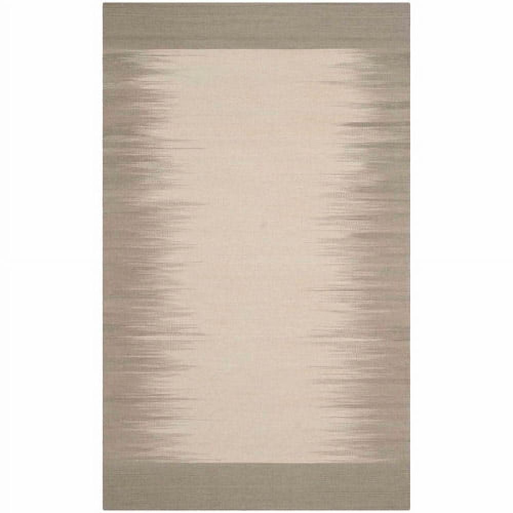 Beige and Light Green Wool Kilim 8' x 10' Area Rug
