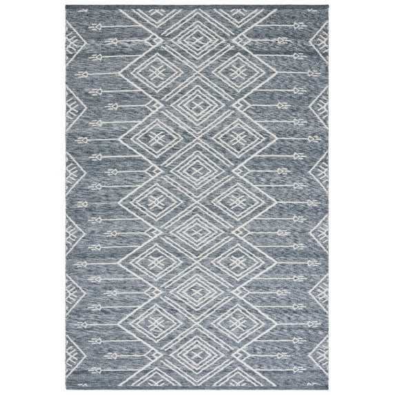 SAFAVIEH Kilim Asa Geometric Polyester Area Rug, Grey/Ivory, 3' x 5'