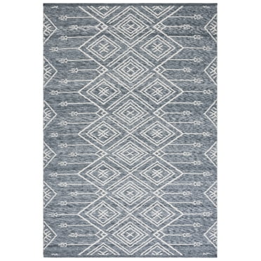 SAFAVIEH Kilim Asa Geometric Polyester Area Rug, Grey/Ivory, 8' x 10'