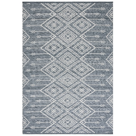 SAFAVIEH Kilim Asa Geometric Polyester Area Rug, Grey/Ivory, 8' x 10'