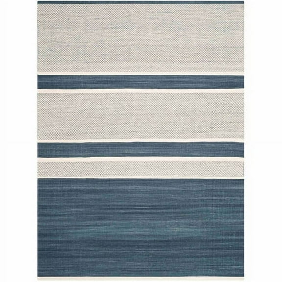 SAFAVIEH Kilim Aylmer Striped Wool Area Rug, Blue/Ivory, 4' x 6'