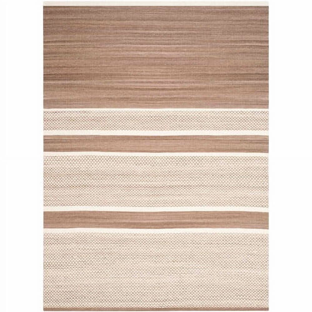 Boho Nomad Brown & Ivory Striped Wool-Cotton Rug, 9' x 12'