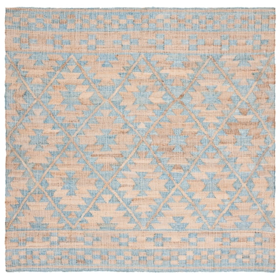 SAFAVIEH Kilim Balfour Tribal Area Rug, Blue/Natural, 7' x 7' Square