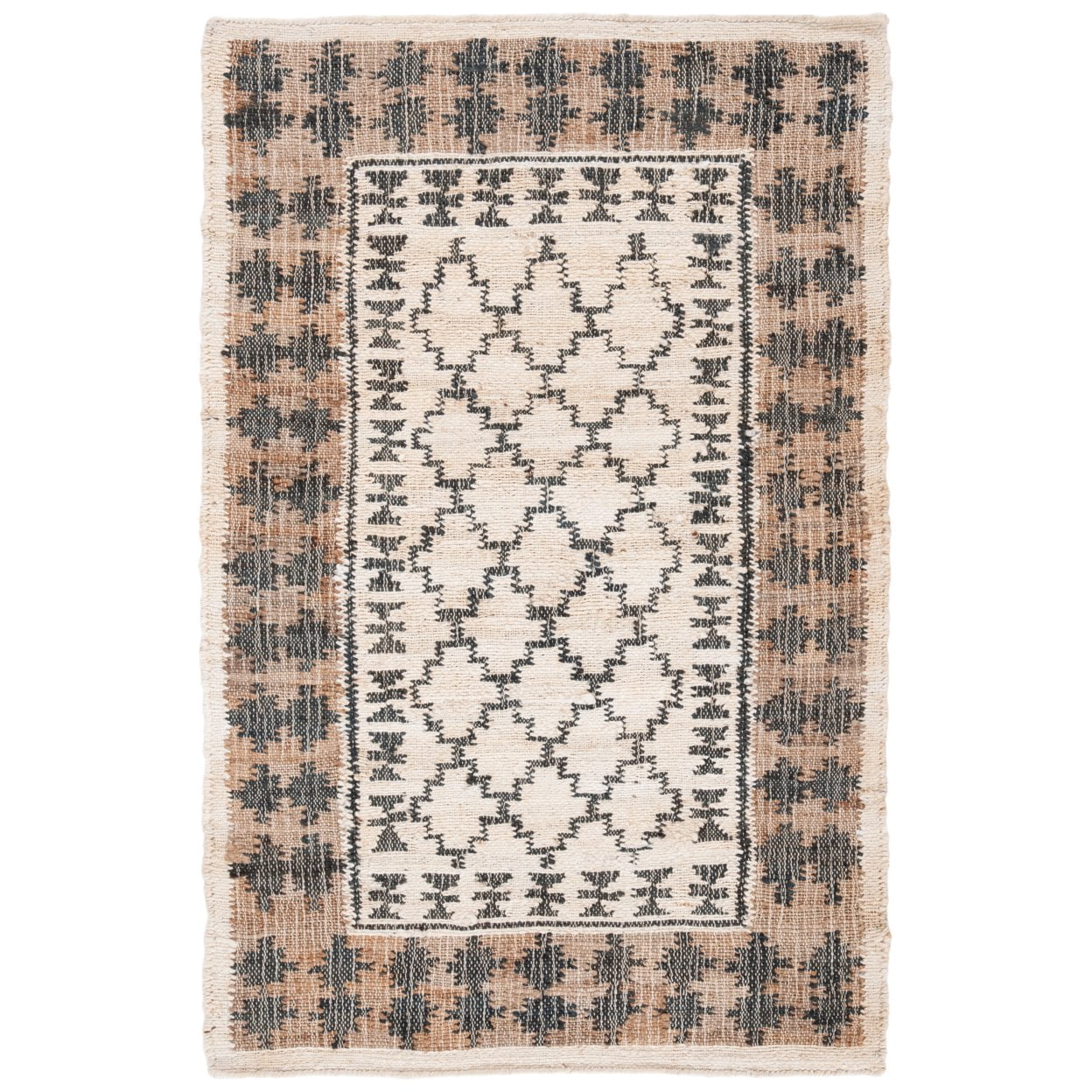 Ivory and Gray Handmade Wool Flat Weave Area Rug, 10' x 14'