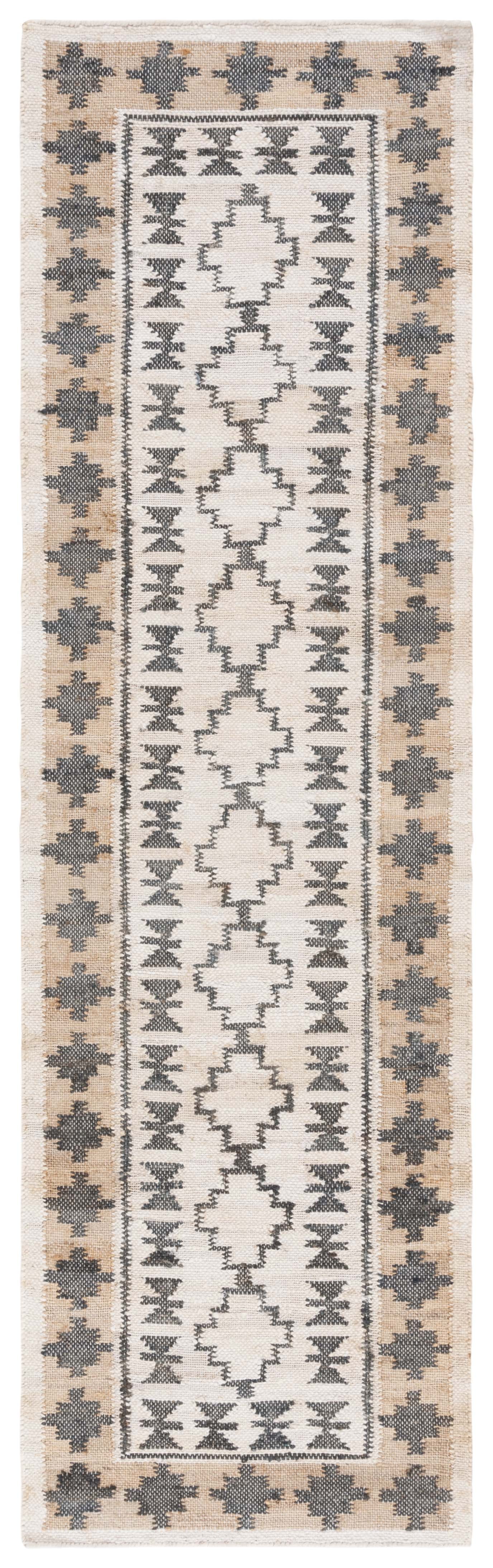 Handmade Ivory and Gray Wool Flat Woven Runner Rug