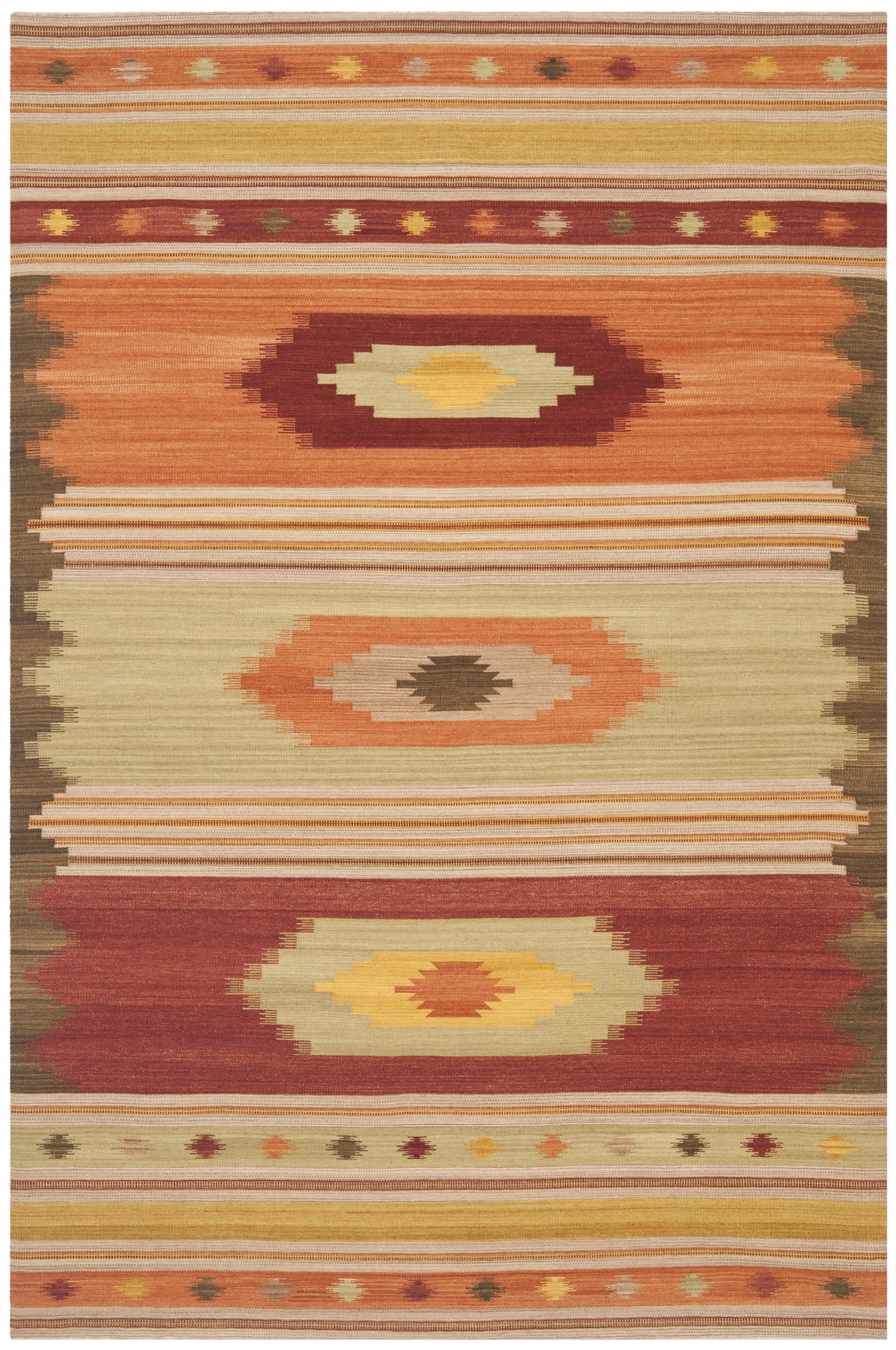 SAFAVIEH Kilim Cabrail Southwestern Wool Area Rug, Brown/Multi, 10' x 14'