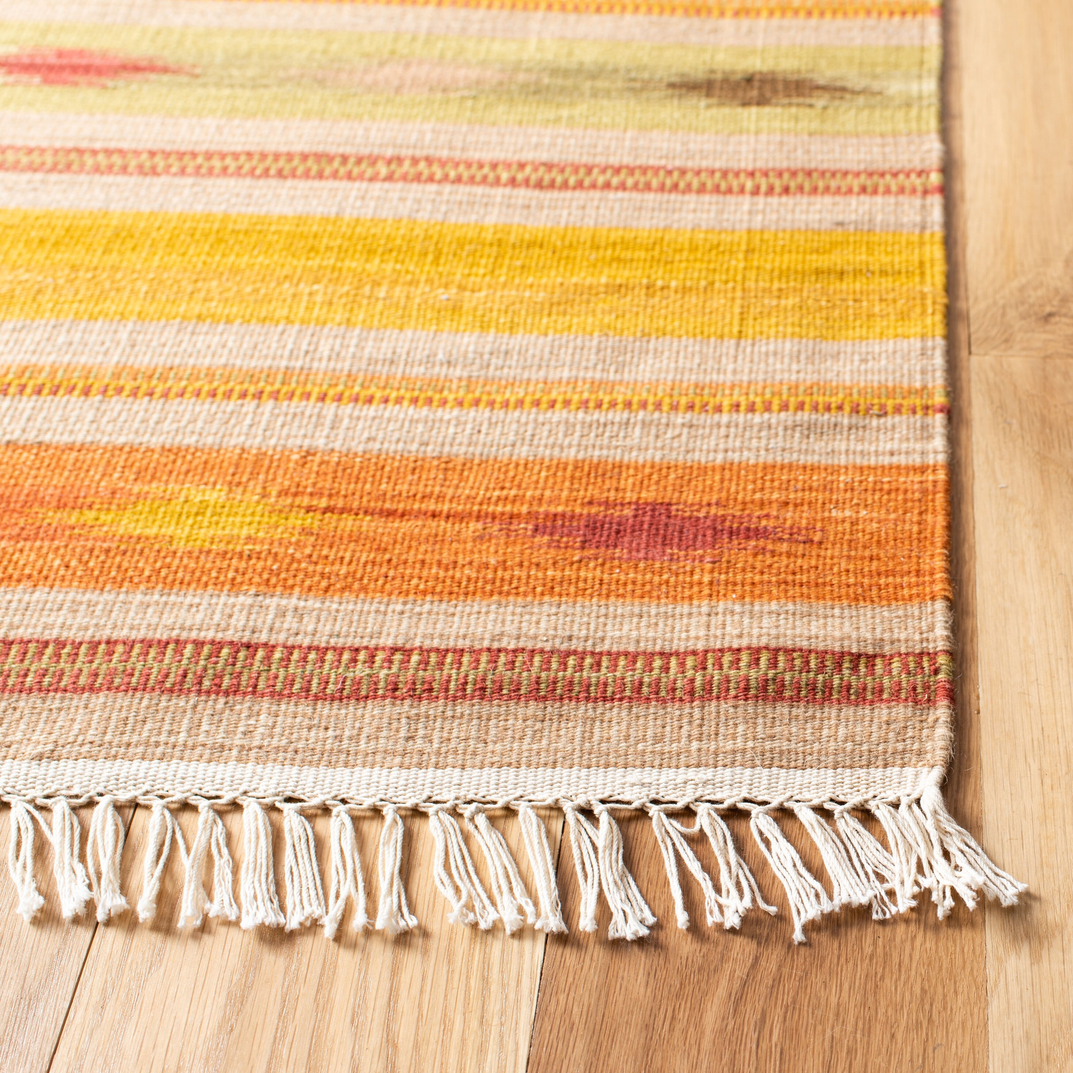 Multicolor Geometric Flat Woven Wool Area Rug 4' x 6'