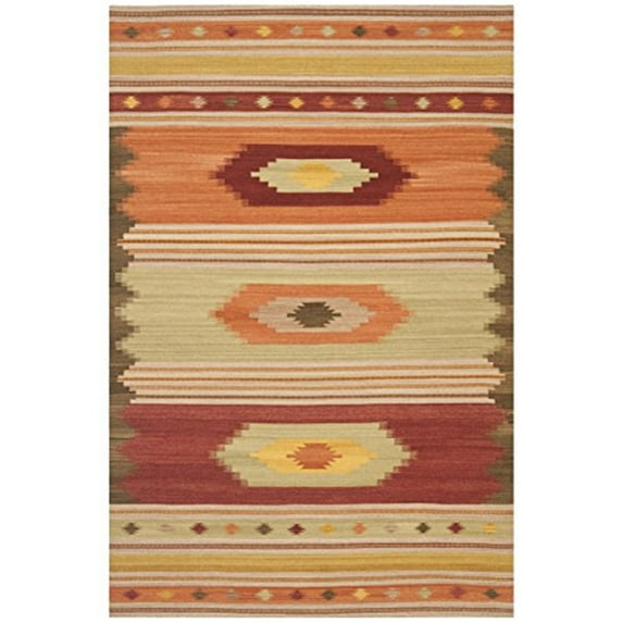 SAFAVIEH Kilim Cabrail Southwestern Wool Area Rug, Brown/Multi, 9' x 12'