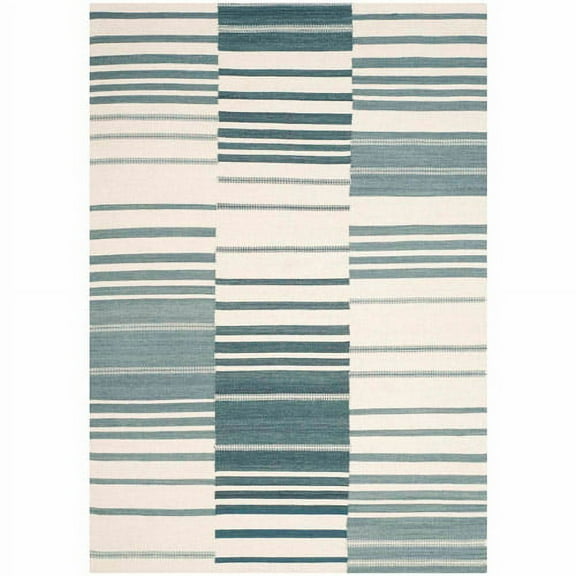 SAFAVIEH Kilim Caiside Abstract Wool Area Rug, Blue/Ivory, 4' x 6'
