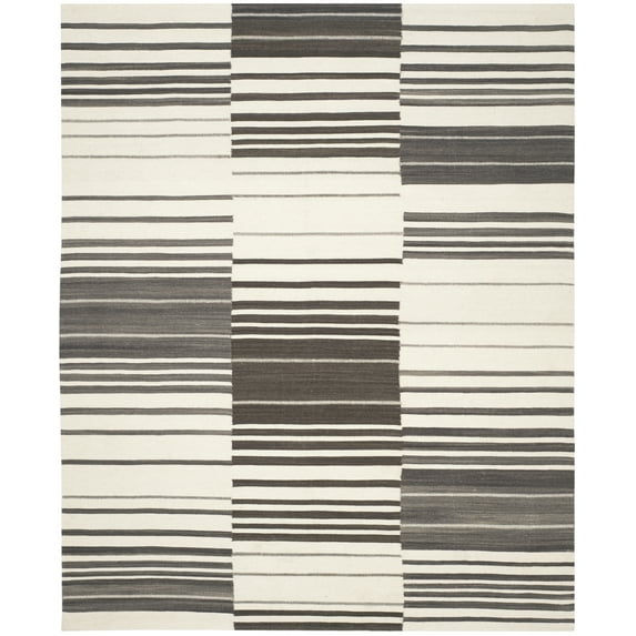 SAFAVIEH Kilim Caiside Striped Area Rug, Dark Brown/Ivory, 8' x 10'