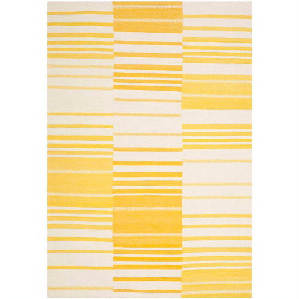 Gold and Ivory Handwoven Wool 4' x 6' Area Rug