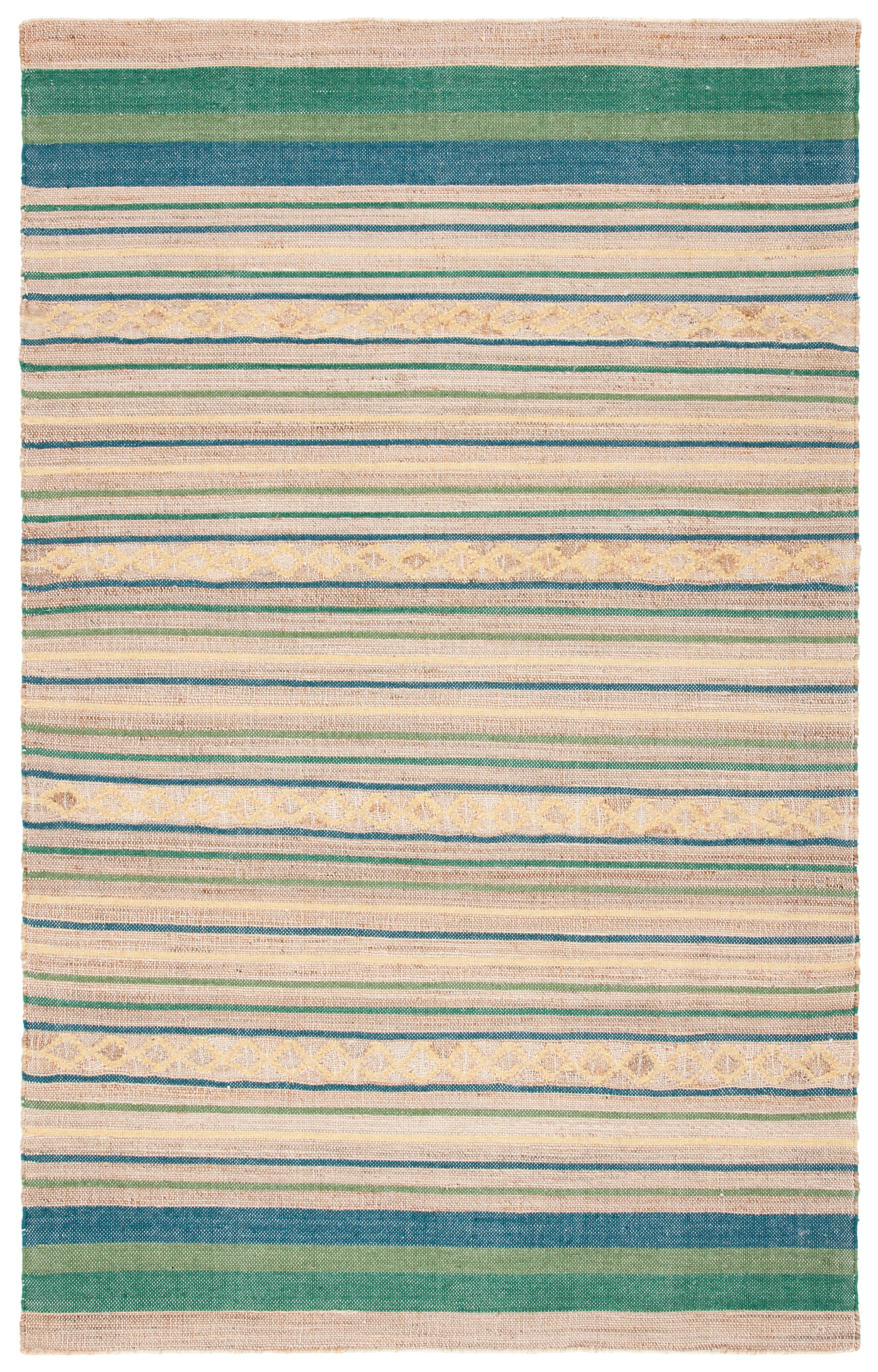 SAFAVIEH Kilim Candis Striped Area Rug, Natural/Green, 5' x 8'
