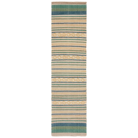SAFAVIEH Kilim Candis Striped Runner Rug, Natural/Green, 2'3" x 9'