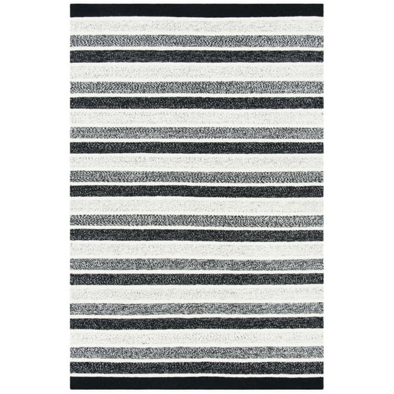 SAFAVIEH Kilim Carlie Striped Area Rug, Black/Ivory, 8' x 10'