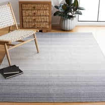 SAFAVIEH Kilim Cayley Striped Polyester Area Rug, Dark Grey/Ivory, 8' x 10'
