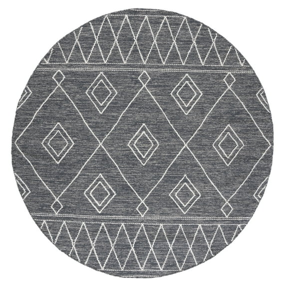 SAFAVIEH Kilim Chloe Tribal Area Rug, Charcoal/Ivory, 6' x 6' Round