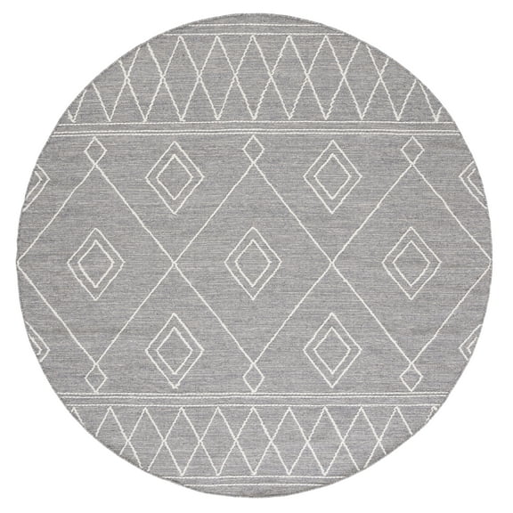 SAFAVIEH Kilim Chloe Tribal Area Rug, Grey/Ivory, 6' x 6' Round