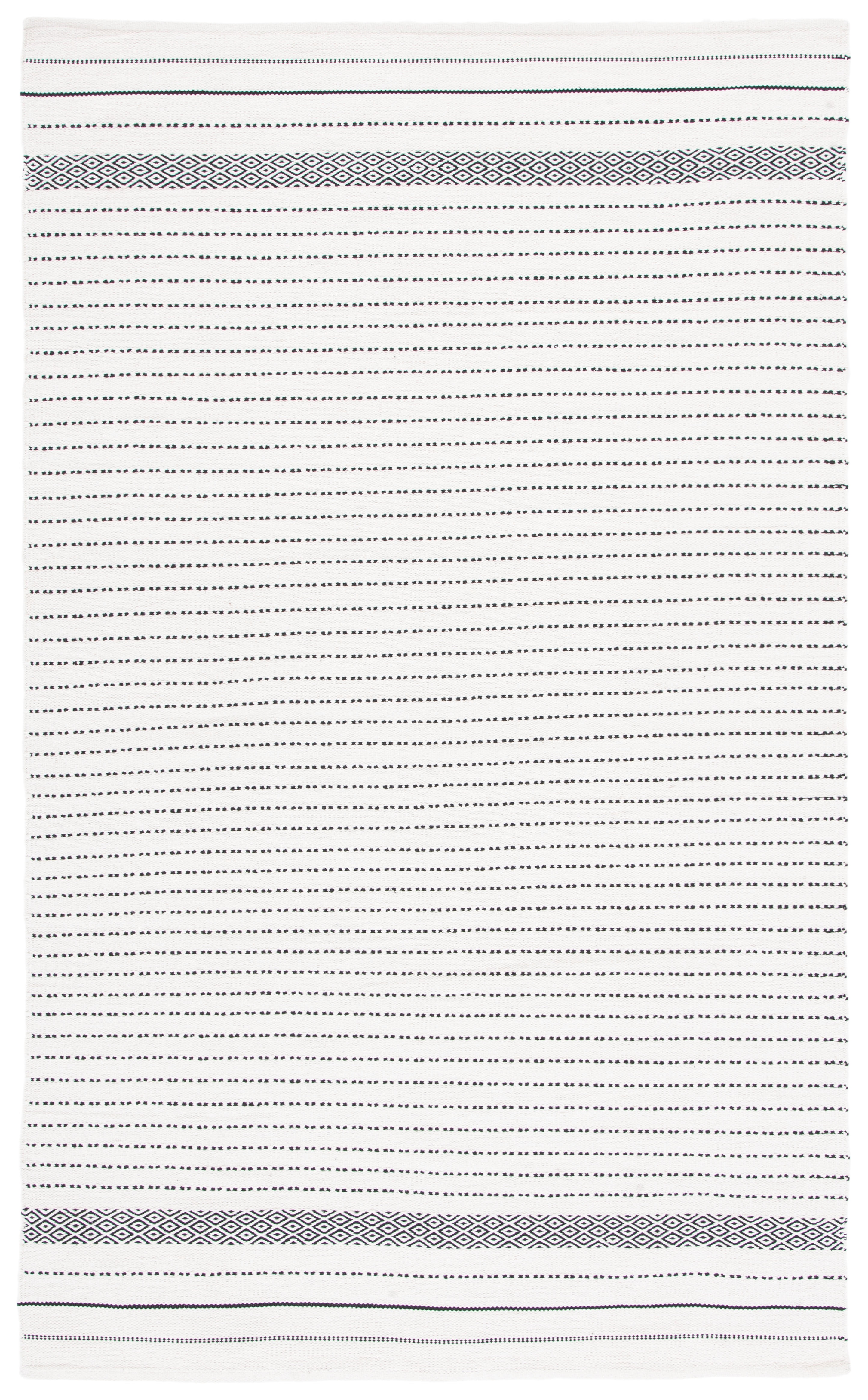 Ivory and Black Handwoven Wool Rectangular Area Rug, 6' x 9'
