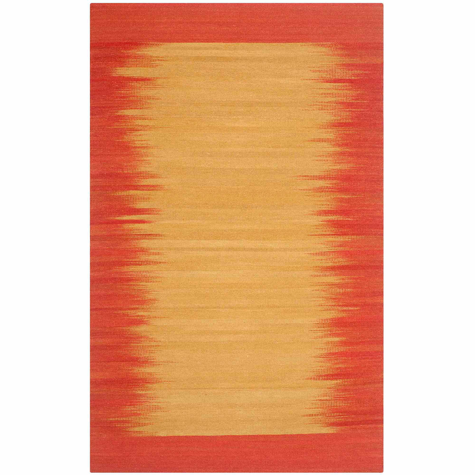 Hand-Woven Rust Wool 5' x 8' Reversible Area Rug