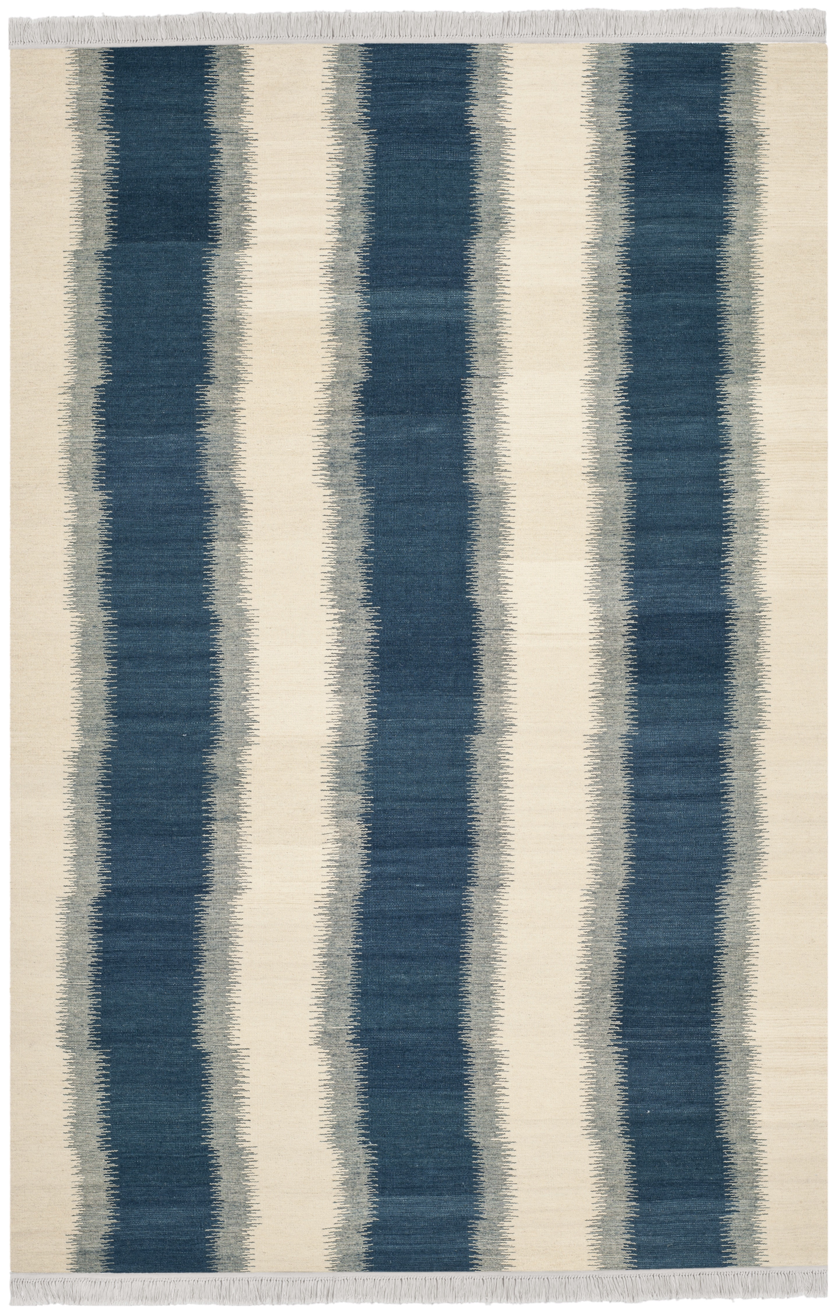 Handmade Blue and Ivory Wool Flat Woven Area Rug, 3' x 5'