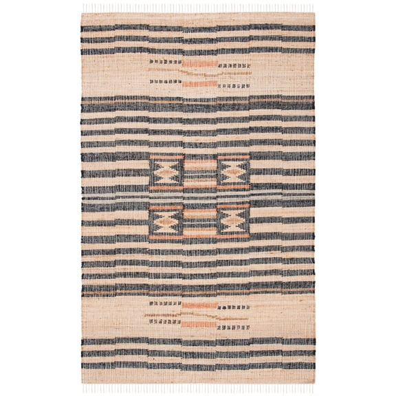 SAFAVIEH Kilim Comgan Tribal Area Rug, Natural/Black, 6' x 9'