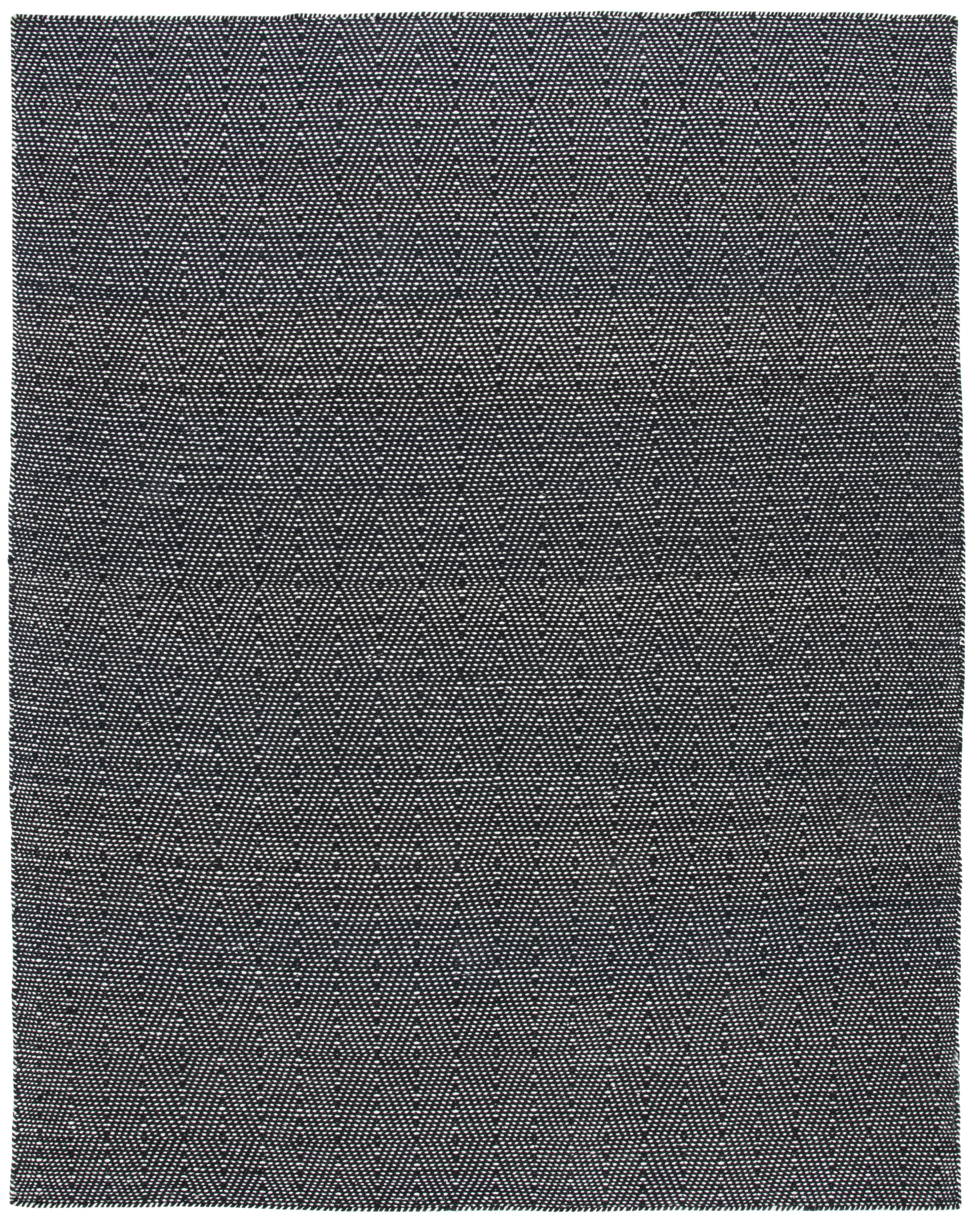 Black and Ivory Wool Handmade Flat Woven 8' x 10' Area Rug
