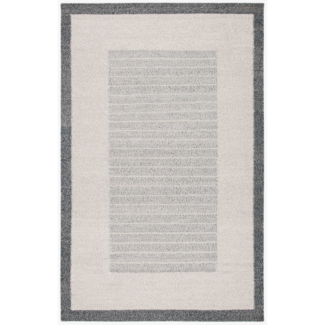 Ivory and Grey Handwoven Wool Kilim Area Rug, 3' x 5'