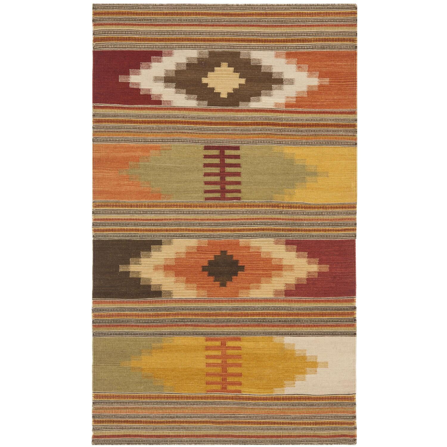 Handmade Red and Multi Wool Southwestern 3' x 5' Area Rug
