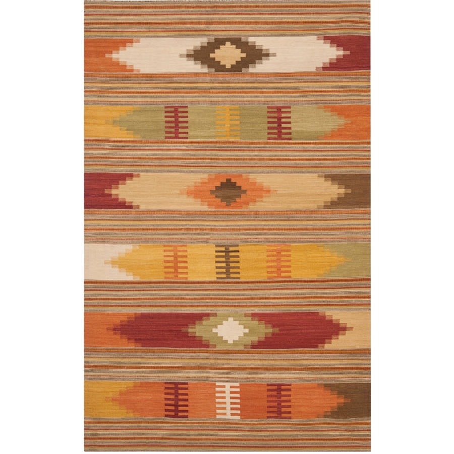 Red and Multicolor Geometric Wool Flat Woven Area Rug
