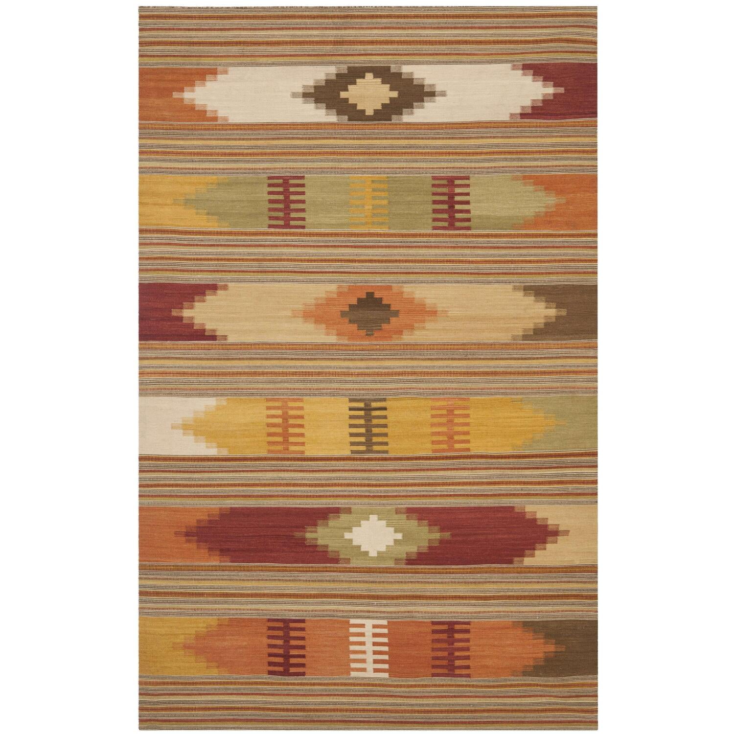 Handmade Red and Multi Geometric Wool 6' x 9' Area Rug
