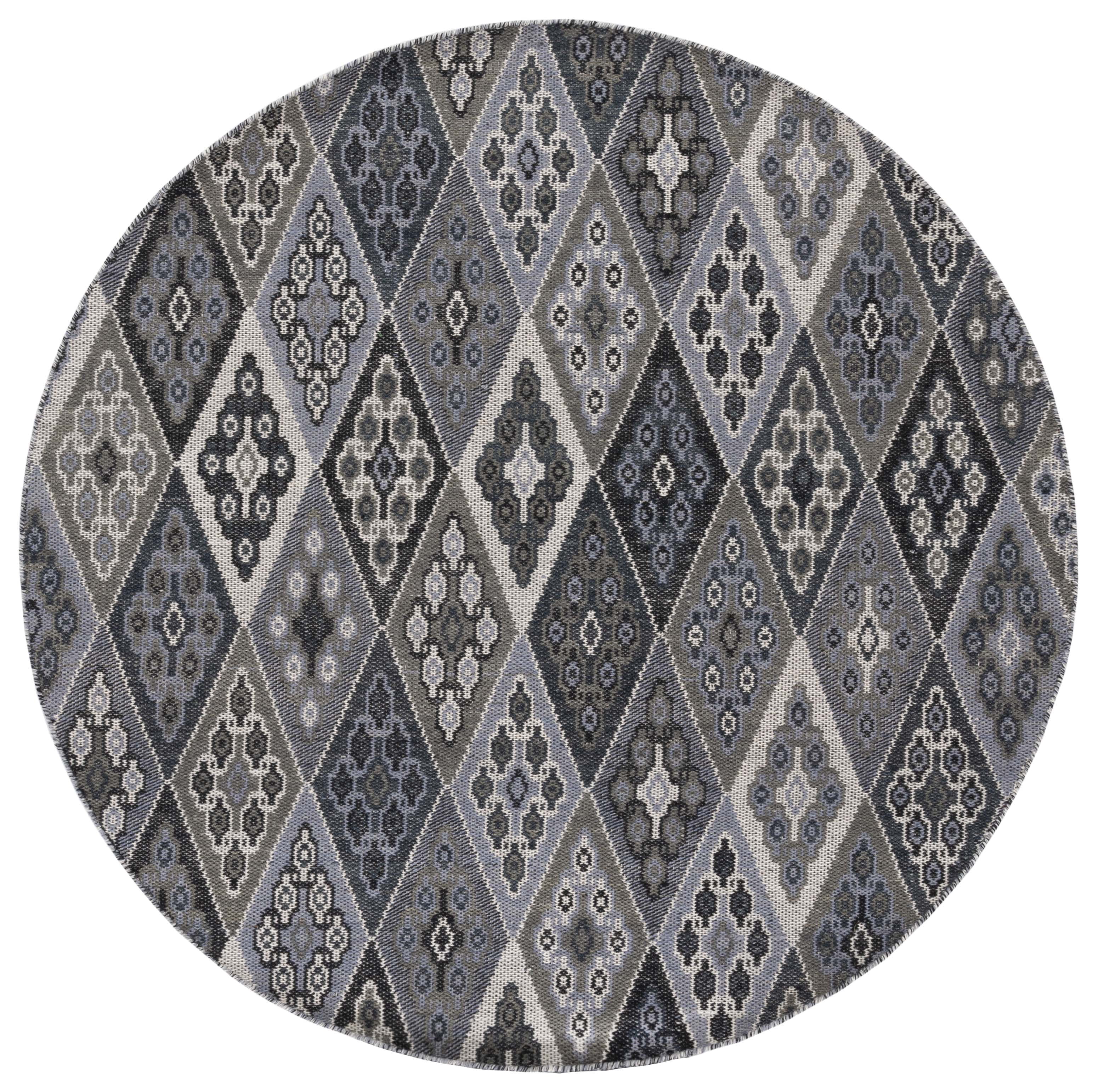 SAFAVIEH Kilim Derrick Tribal Wool Area Rug, Black/Grey, 6' x 6' Round