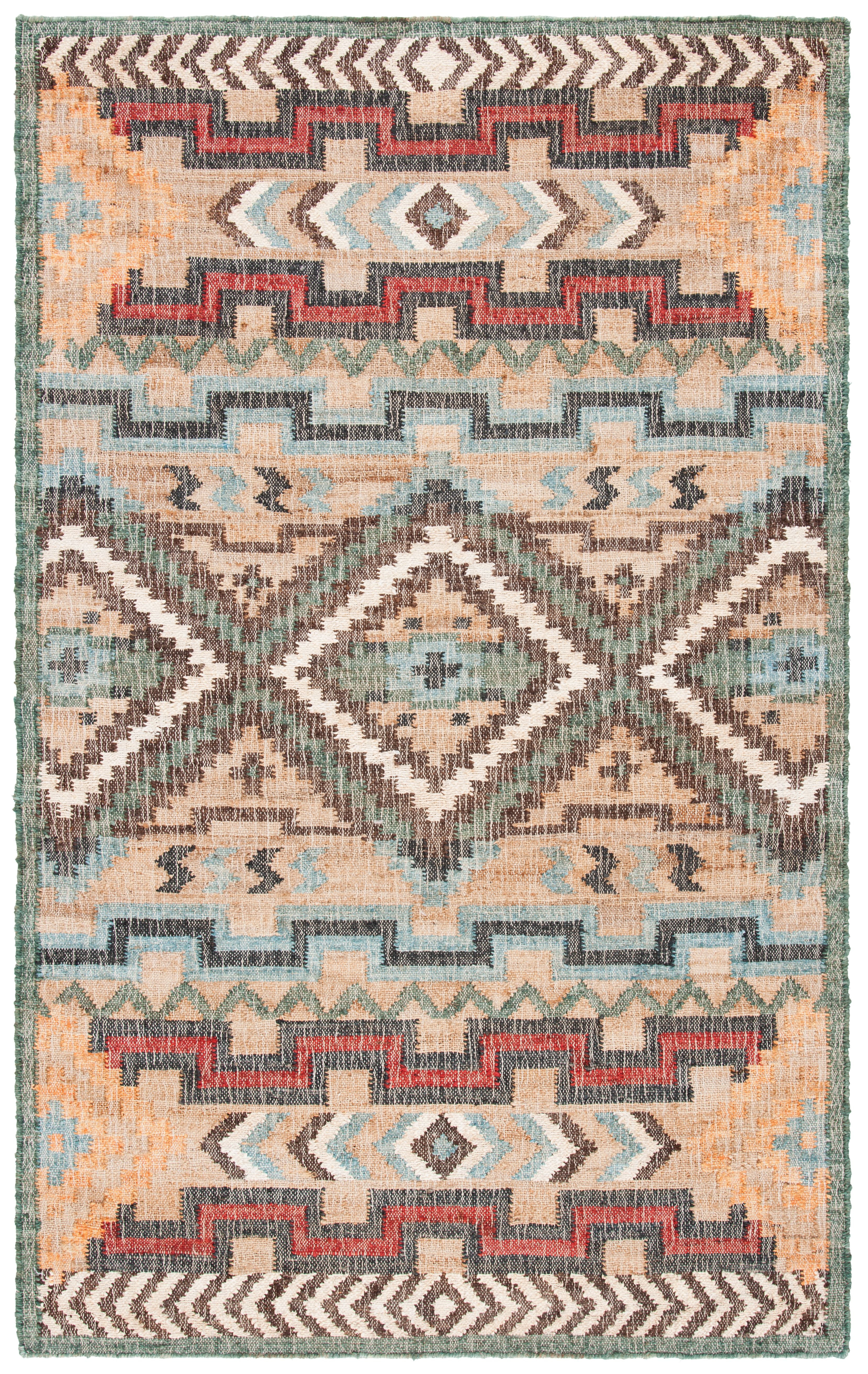 Handmade Blue and Natural Wool Tribal 6' x 9' Area Rug