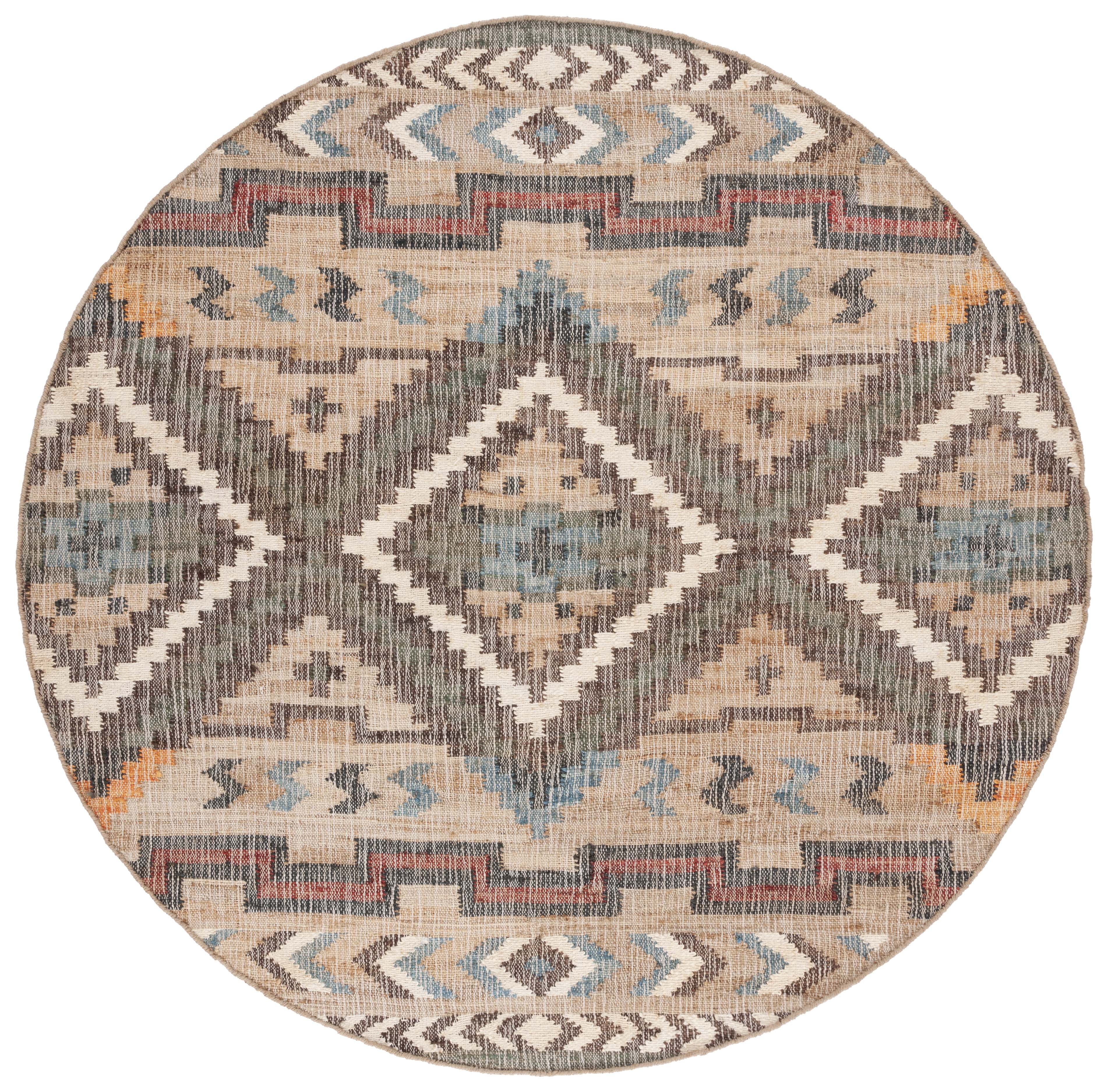 Bohemian Blue Nomadic 7' Round Handmade Kilim Area Rug