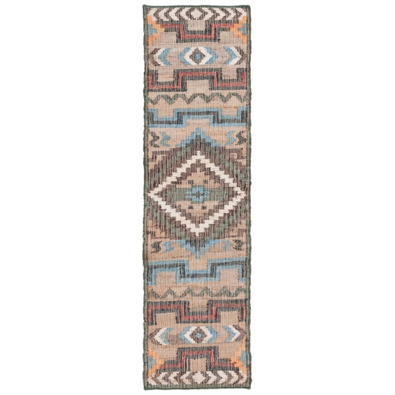 SAFAVIEH Kilim Dewayne Tribal Runner Rug, Natural/Blue, 2'3" x 7'