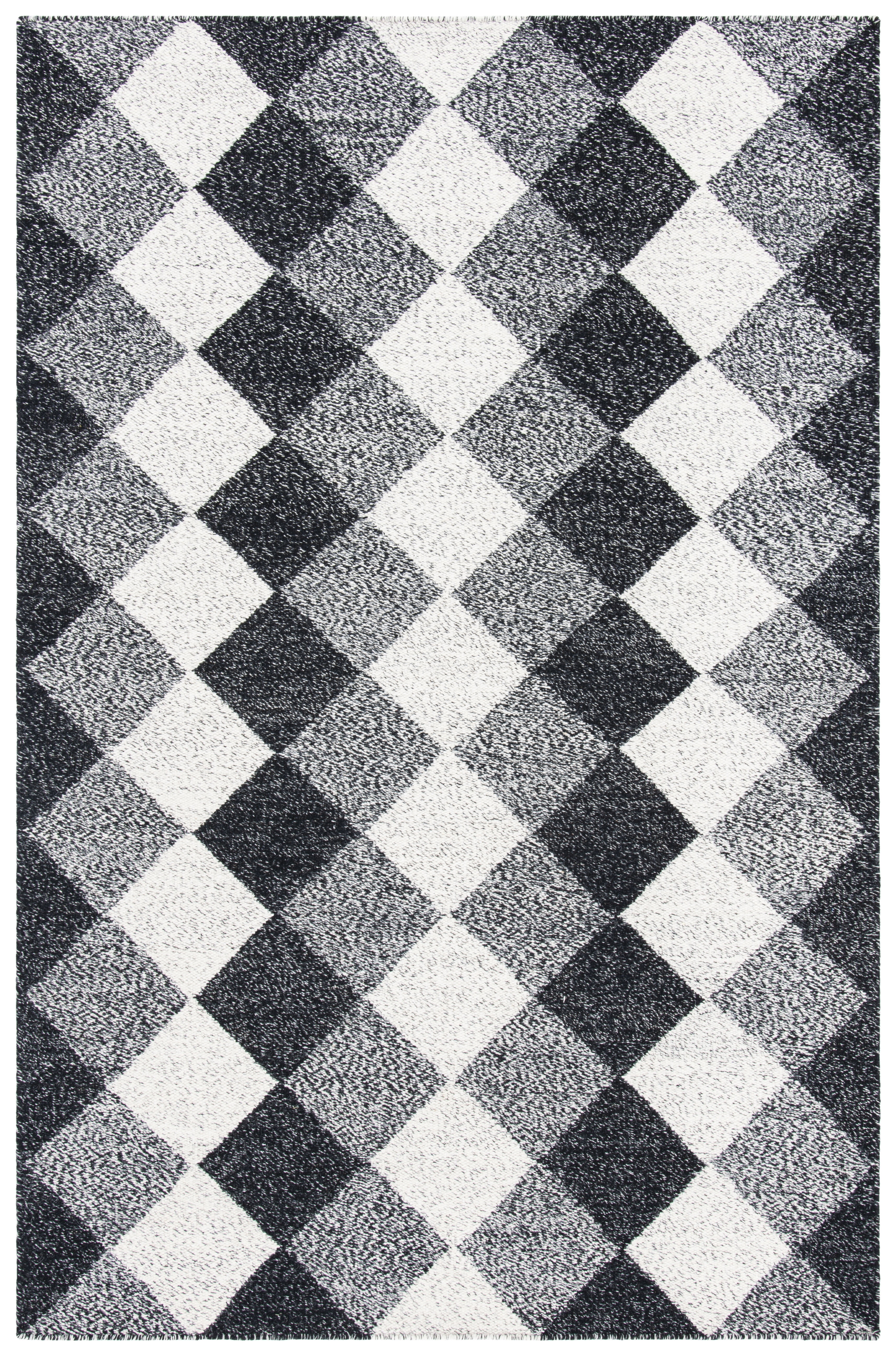 Handmade Black and Ivory Wool Flat Woven Area Rug