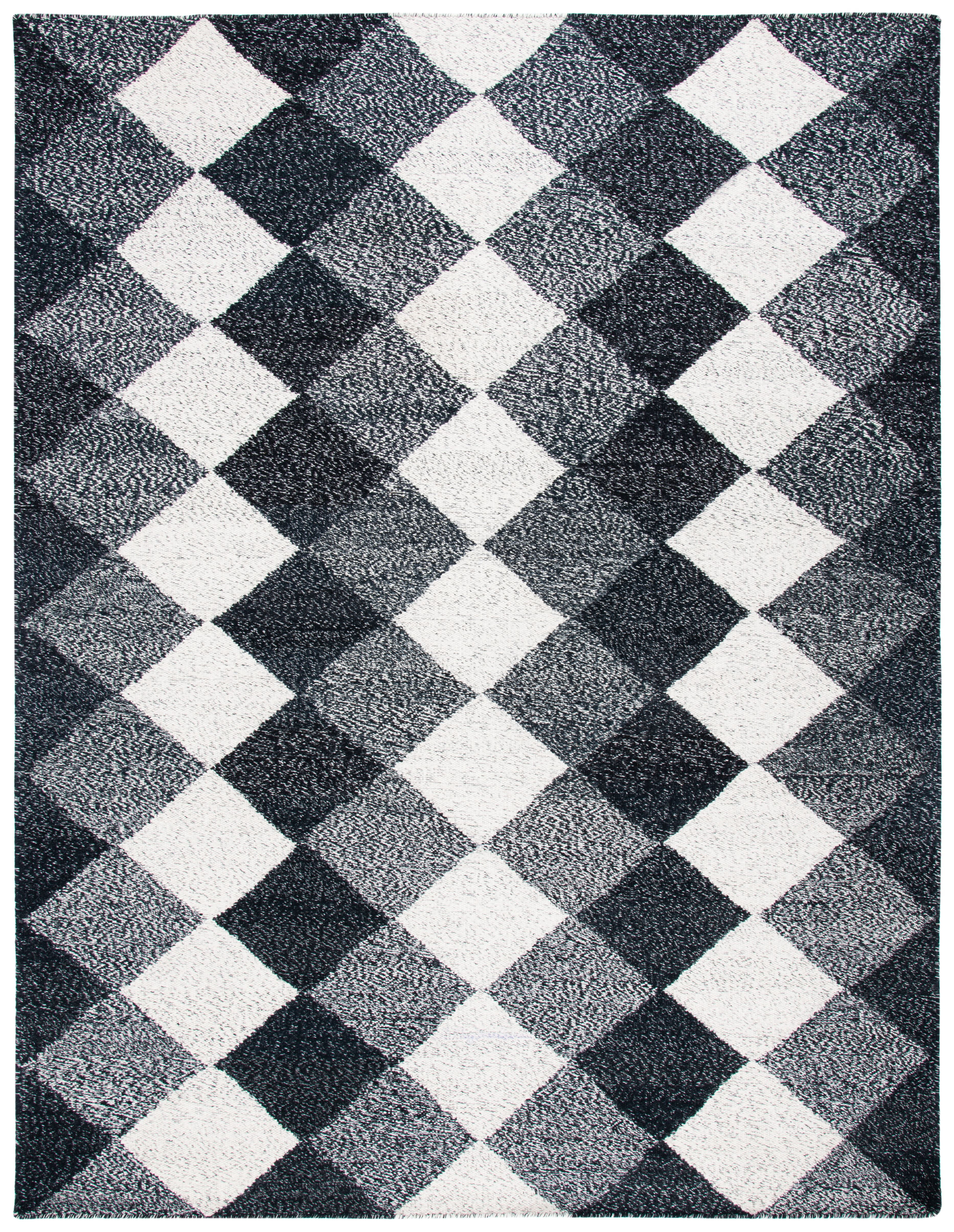 Bohemian Nomad Black & Ivory Wool 8' x 10' Handwoven Rug