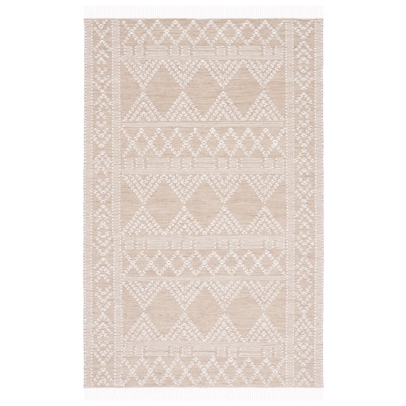 SAFAVIEH Kilim Emory Tribal Polyester Area Rug, Beige/Ivory, 4' x 6'