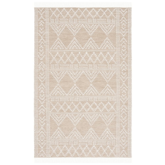 SAFAVIEH Kilim Emory Tribal Polyester Area Rug, Beige/Ivory, 4' x 6'
