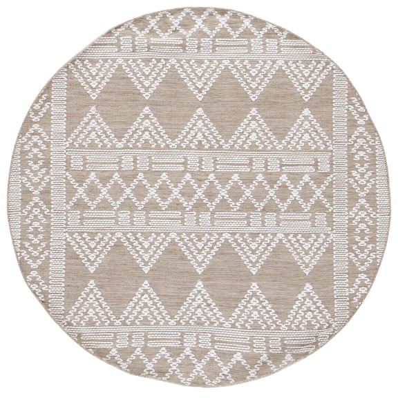 SAFAVIEH Kilim Emory Tribal Polyester Area Rug, Beige/Ivory, 6' x 6' Round