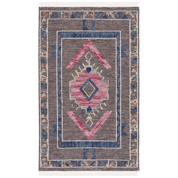 SAFAVIEH Kilim Francis Geometric Wool Area Rug, Brown/Pink, 5' x 8'