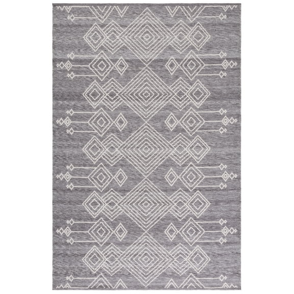 SAFAVIEH Kilim George Geometric Polyester Area Rug, Grey/Ivory, 8' x 10'