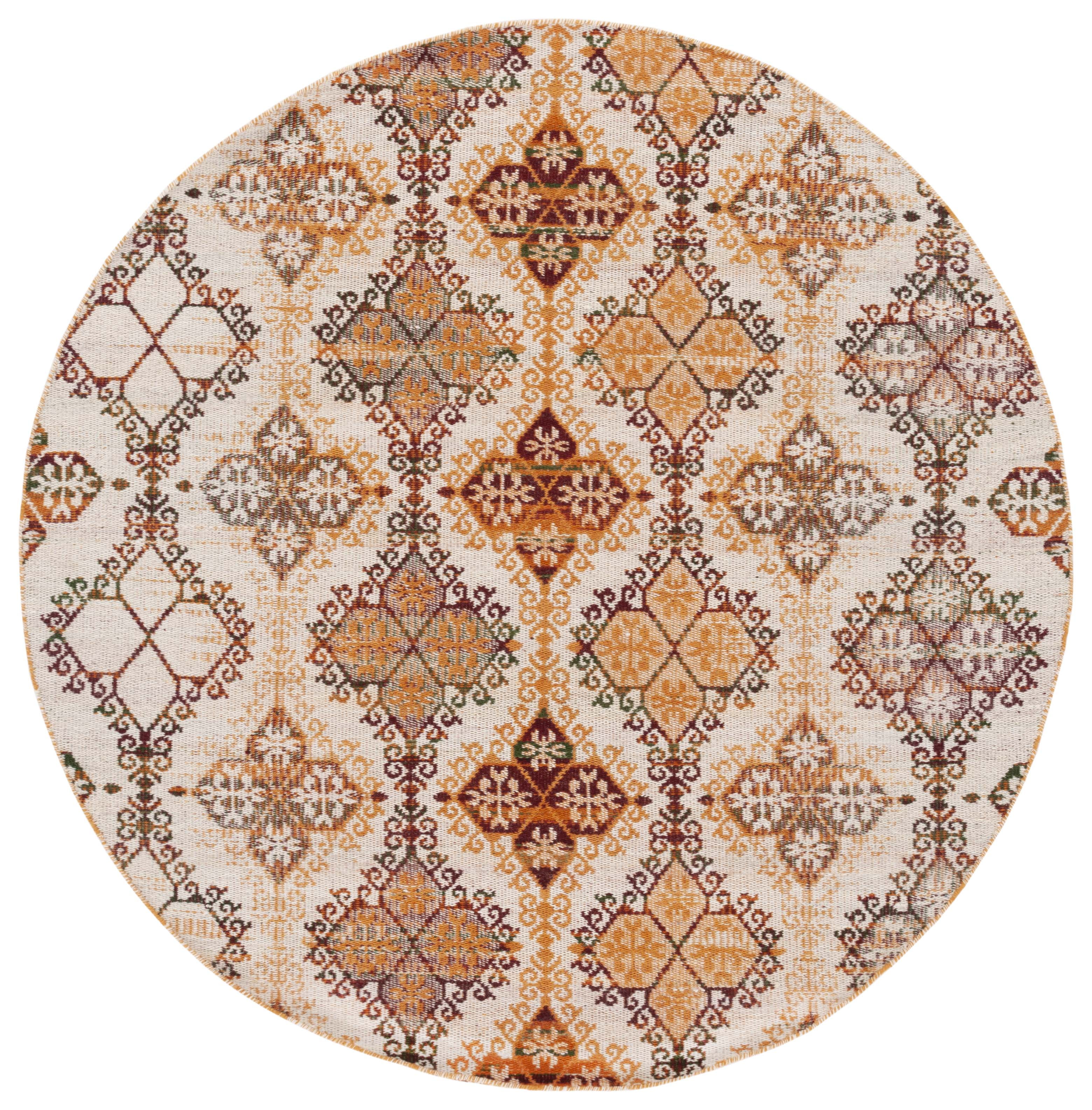 SAFAVIEH Kilim Heathe Tribal Wool Area Rug, Ivory/Gold, 6' x 6' Round