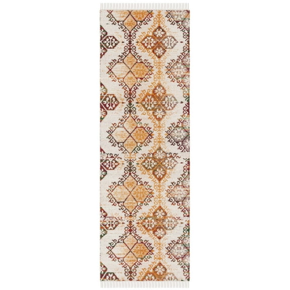SAFAVIEH Kilim Heathe Tribal Wool Runner Rug, Ivory/Gold, 2'3" x 7'