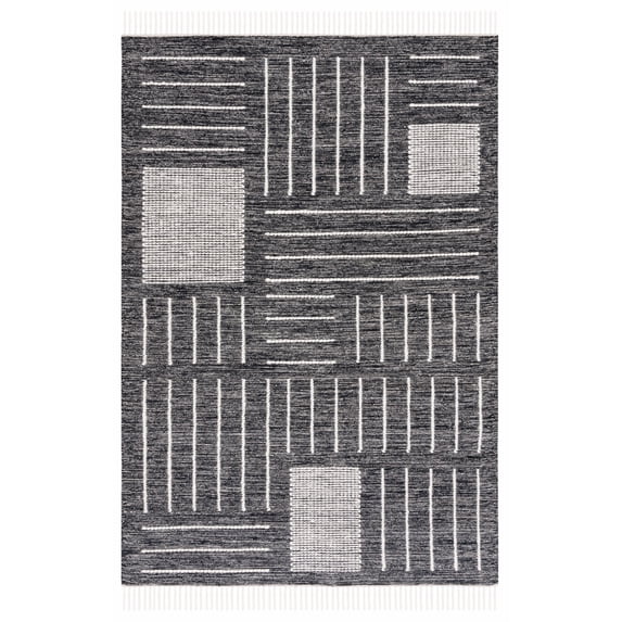 SAFAVIEH Kilim Igor Geometric Area Rug, Black/Ivory, 4' x 6'