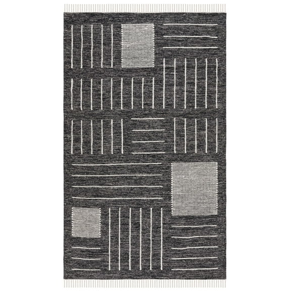 SAFAVIEH Kilim Igor Geometric Area Rug, Black/Ivory, 5' x 8'
