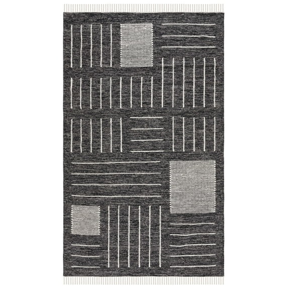 SAFAVIEH Kilim Igor Geometric Area Rug, Black/Ivory, 5' x 8'
